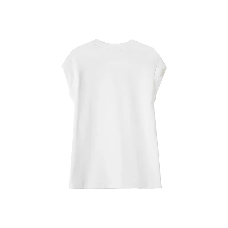 SOON FLOWER Summer Drop Shoulder Sleeve T Shirt Women's White-1