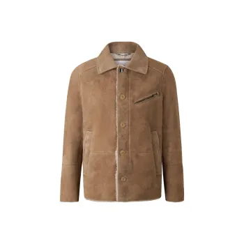 BOGNER FW24 Leather Jacket Men's Beige