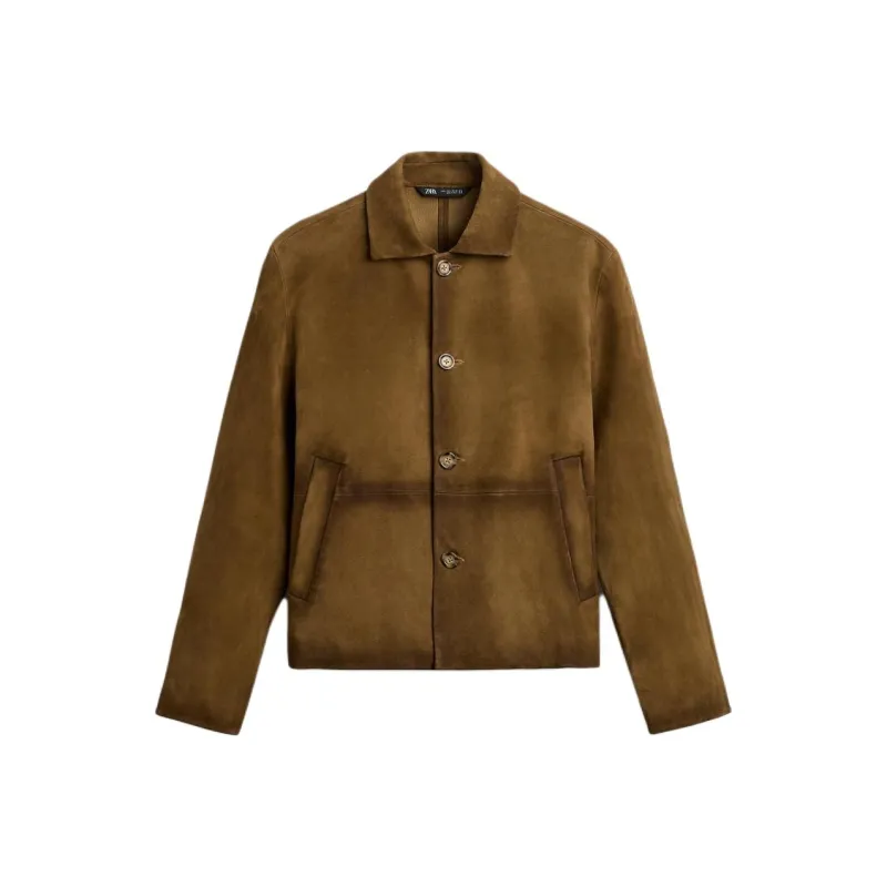 ZARA Leather Jackets Men Tan-0