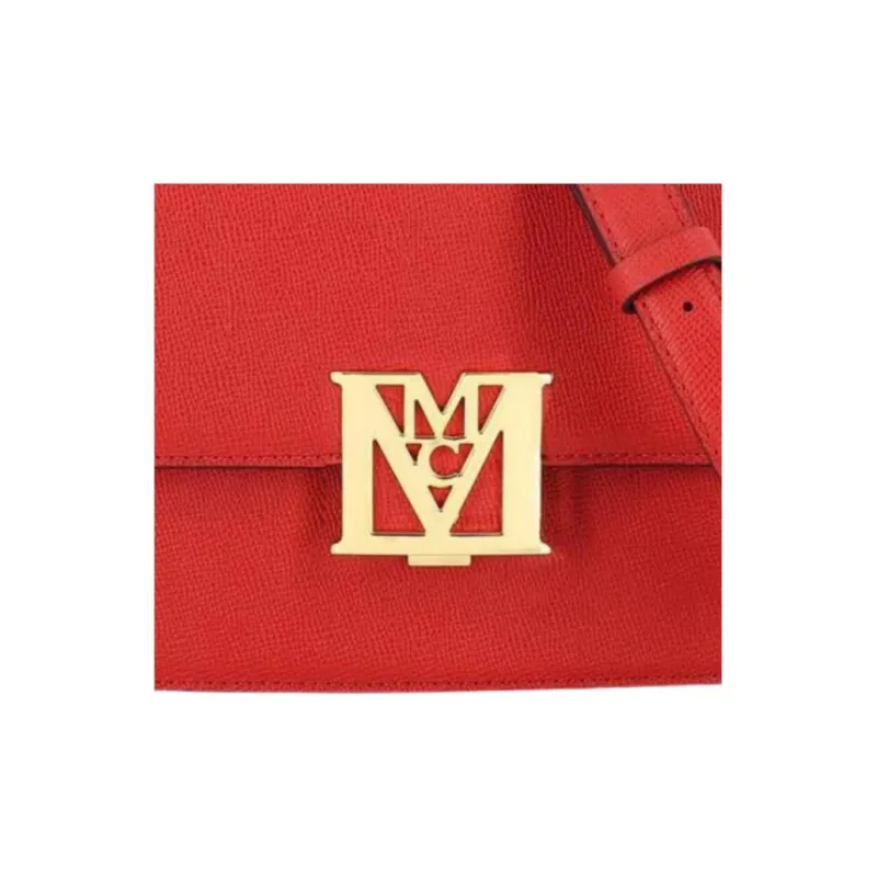 MCM Cow Leather Baguette Bag Shoulder Bag Small Size Women's Red-4