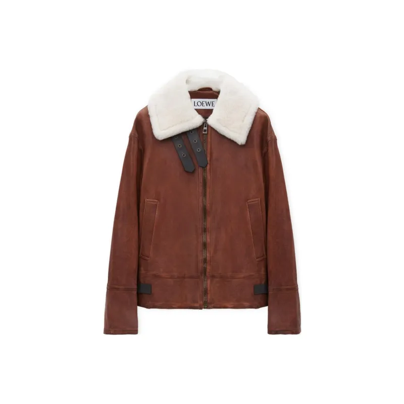 LOEWE FW42 Leather Jacket Men's Brown-0