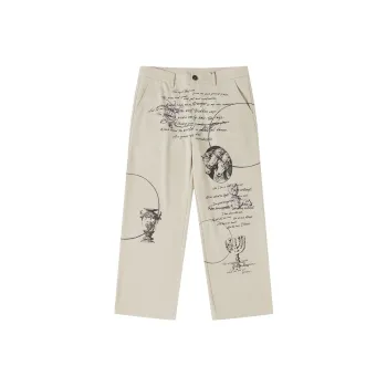 GF Ferré Casual Pants Unisex Brown With Print