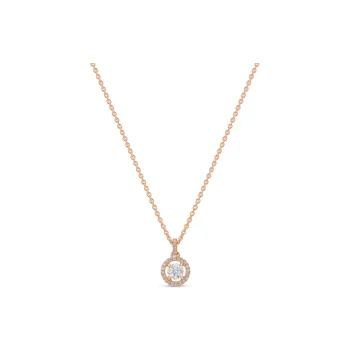 De Beers 18kt Rose Gold Aura Diamond Pendant Necklace