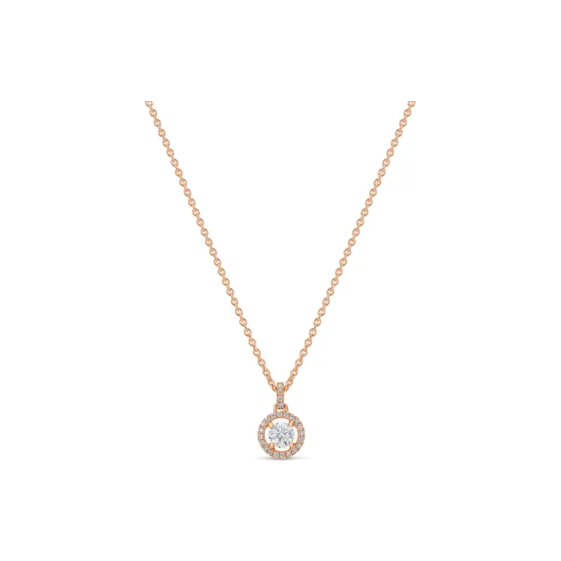 De Beers 18kt Rose Gold Aura Diamond Pendant Necklace-0