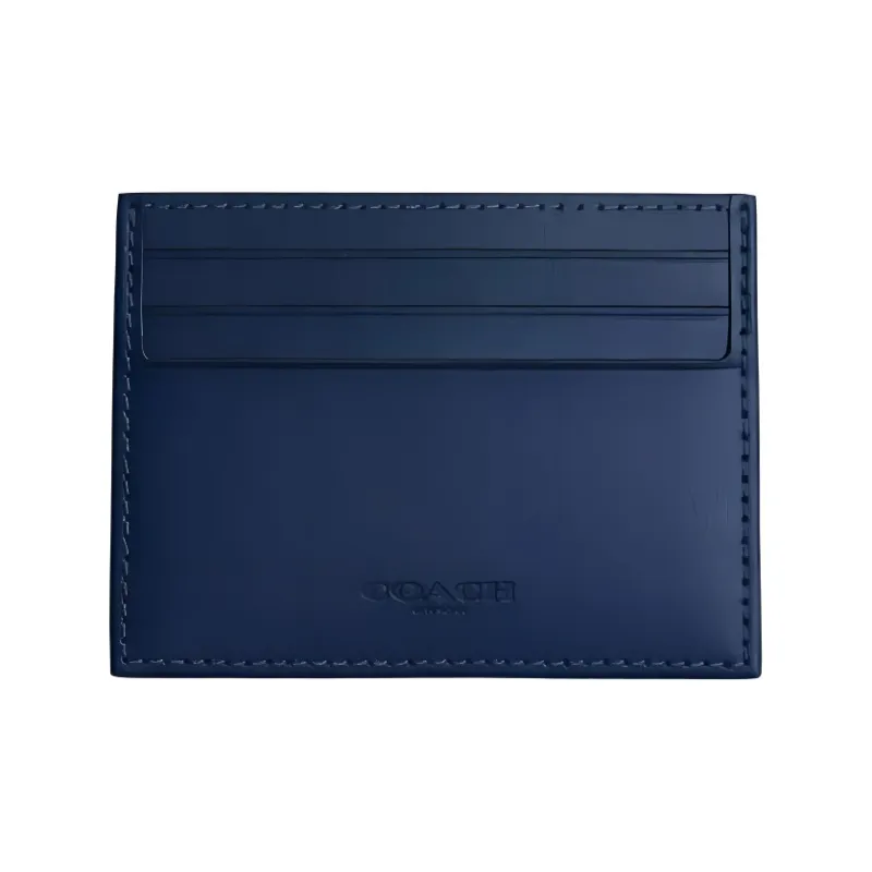 COACH Denim With Calfskin Card Holder Mini Men's Dark Blue-1