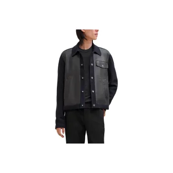 HERMES Leather Jacket Men's Ocean
