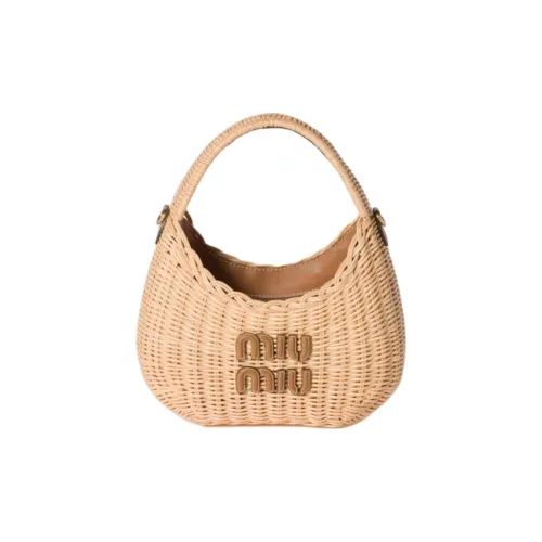 MIU MIU Wander Series Rattan Handbag Women's Beige