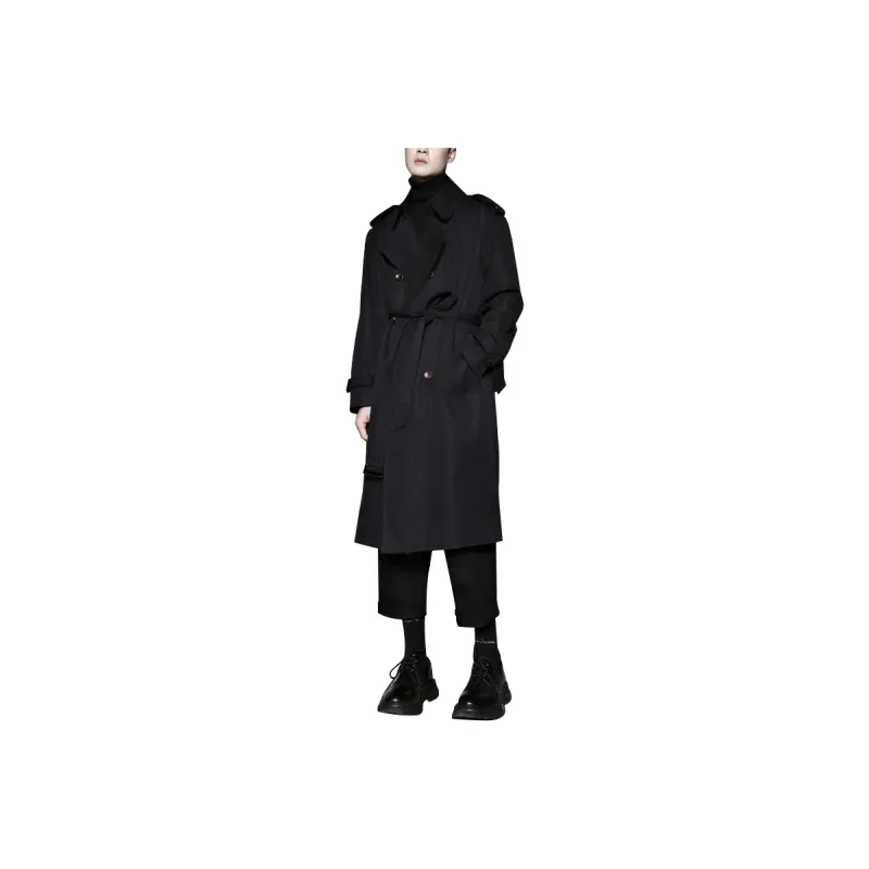 RAYSHOW Trench Coats Men-0