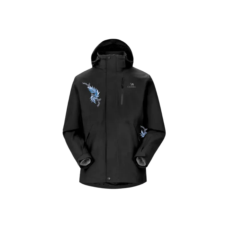 CAMEL All weather Waterproof And Warm Windbreaker Jacket Unisex Black-0
