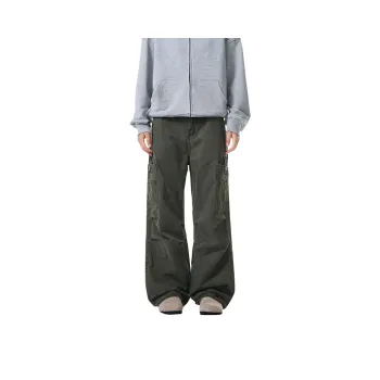 FONDLOOK American Trendy Casual Wide Leg Loose Fit Jeans Men's