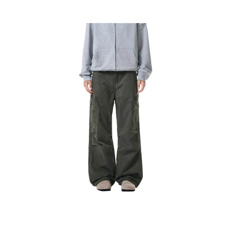 FONDLOOK American Trendy Casual Wide Leg Loose Fit Jeans Men's-0