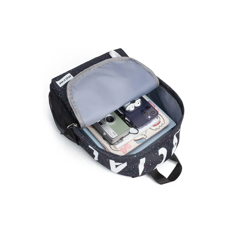 LOVERPUSS Fabric Backpack Unisex Baby's Breath Black-3
