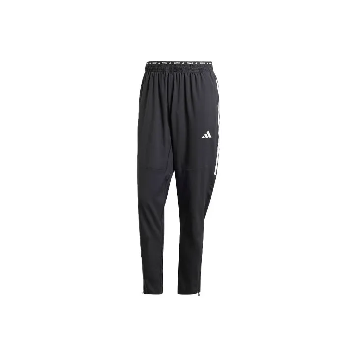 Adidas Own The Run 3 Stripes Joggers Knitted Sports Pants Men's Black-0