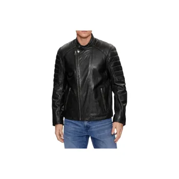 Pepe Jeans Leather Jacket Men's Black