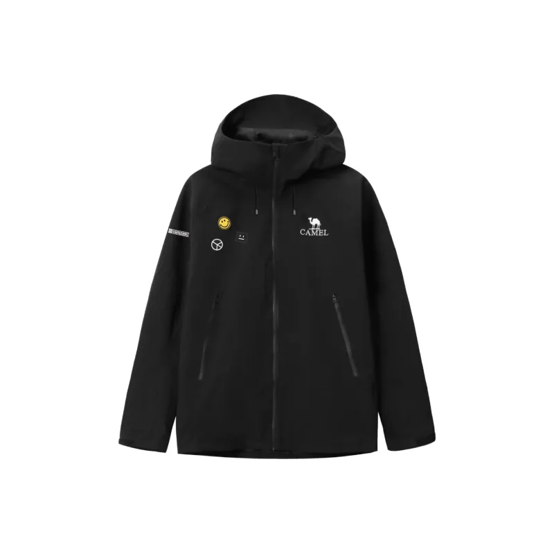 CAMEL All weather Waterproof And Windproof To Keep Warm Windbreaker Jacket Unisex Black-0