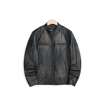 MCS Leather Jacket Men's Dark Coffee