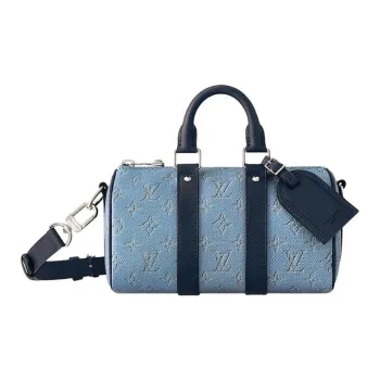 LOUIS VUITTON KeepallBandoulière Denim Shoulder Bag, Crossbody Bag, Handbag Unisex Blue Denim Blue