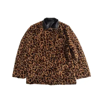 KADAKADA SUITE Leather Jacket Unisex Leopard Print/Black