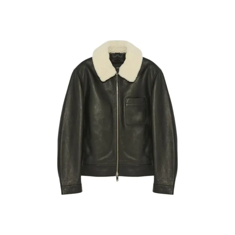 Yves Salomon Shearling Collar Leather Jacket-0