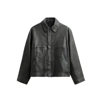 ZARA Leather Jacket Men's Zebra Print Gray