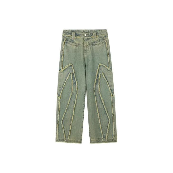 INXX Raw Edge Structural Splicing Jeans-8