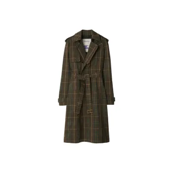 Burberry Checkered Belted Trench Coat