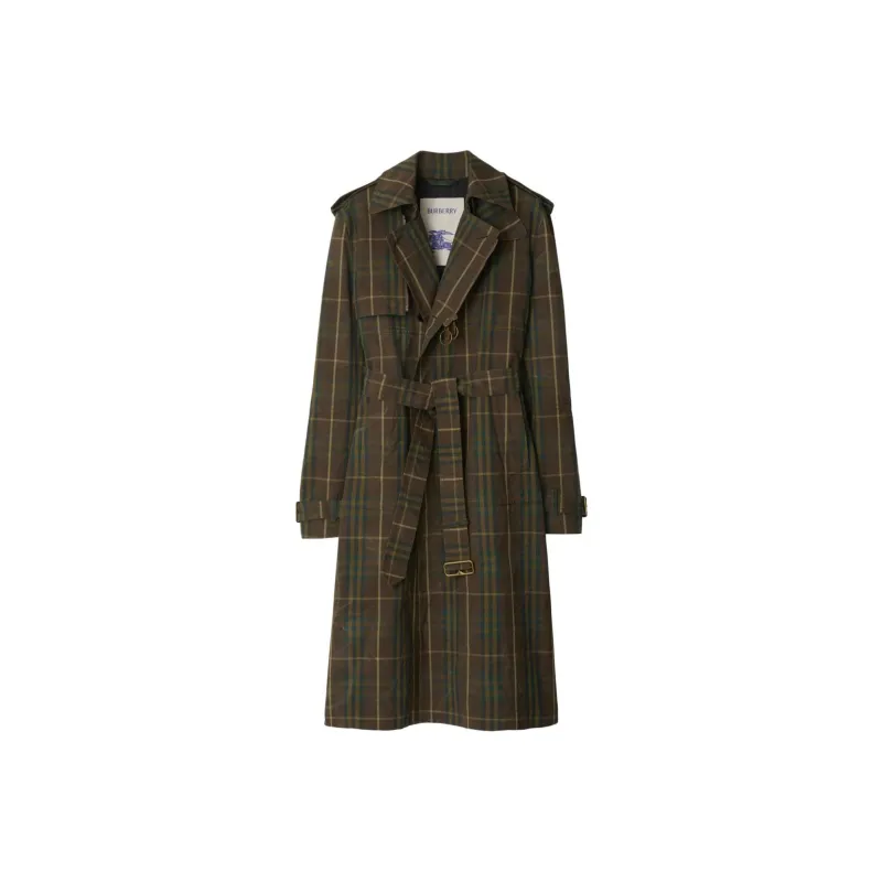 Burberry Checkered Belted Trench Coat-0
