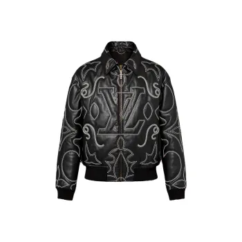 LOUIS VUITTON Embroidered Leather Bomber Jacket