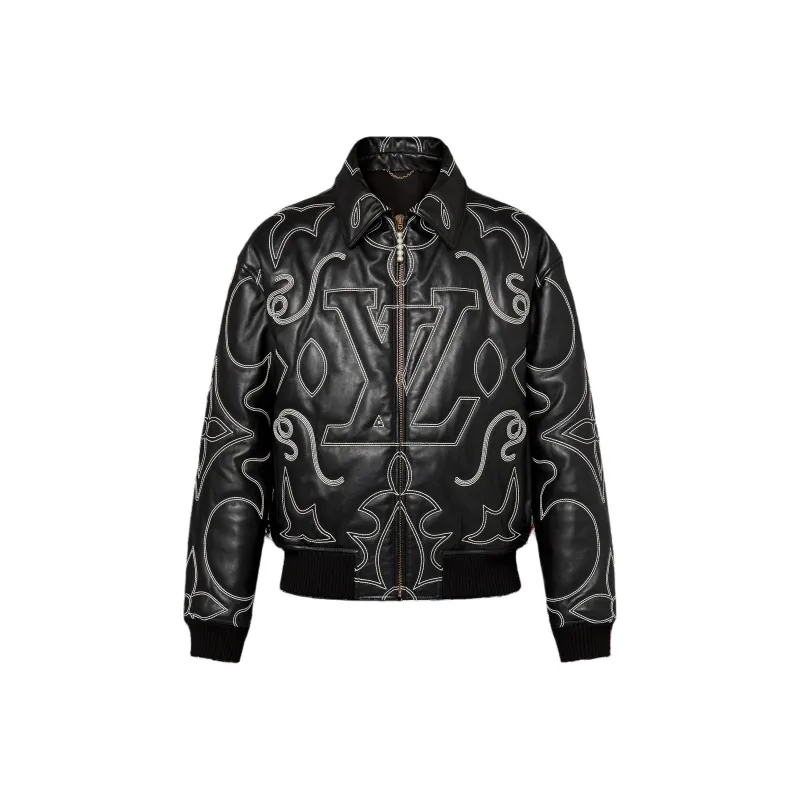 LOUIS VUITTON Embroidered Leather Bomber Jacket-0