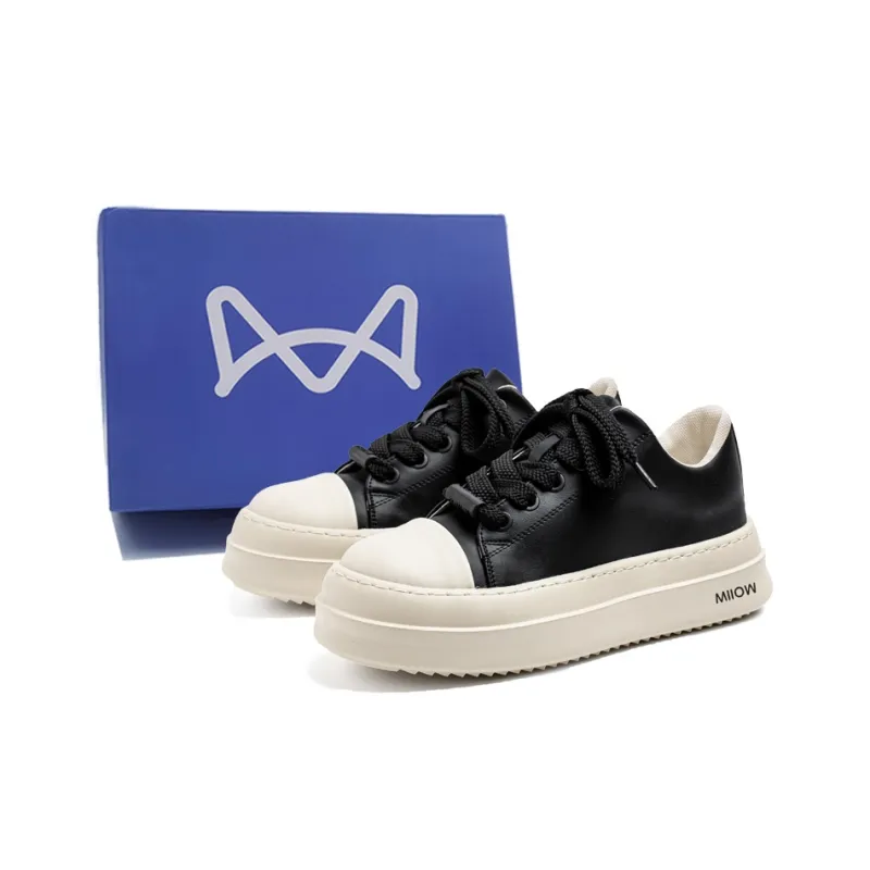 MIIOW Anti Slip Wear Resistant Low Top Skateboard Shoes Men's Black Box-0