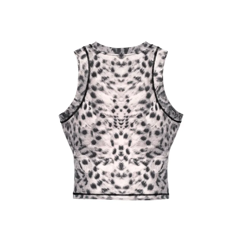 SMFK Tank Top Women's White Leopard Print-1