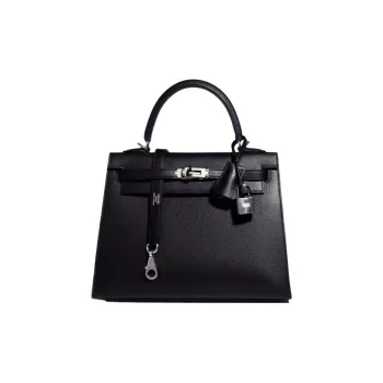 HERMES Kelly Epsom Leather Kelly Bag, One Shoulder Handbag Women's 89 Noir Black