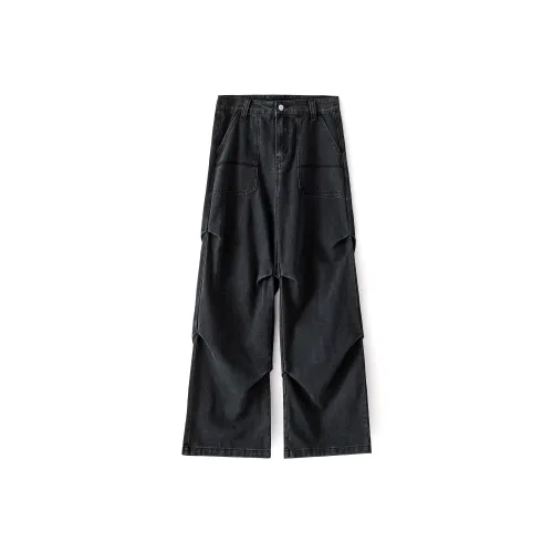 NAICHA STUDIO Jeans Unisex Black Gray Color