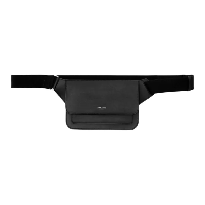 SAINT LAURENT PARIS Leather Fanny Pack Unisex Black-0