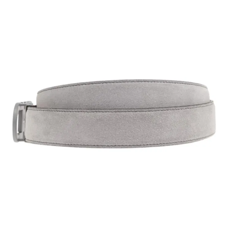 FERRAGAMO Suede, Suede, Leather Belts Men's Gray Width 3CM-1
