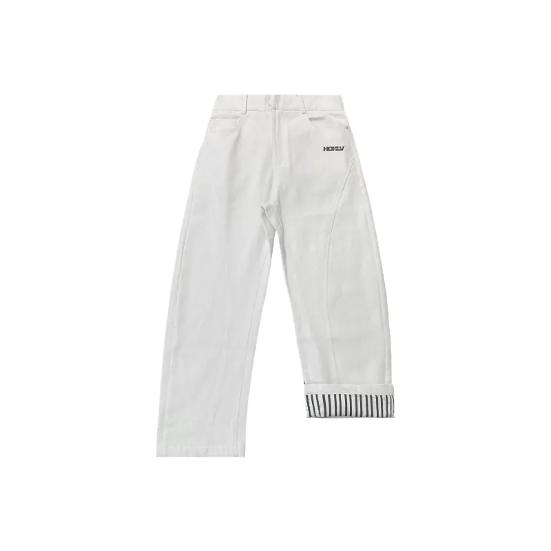 HOKLV Jeans Unisex White-0