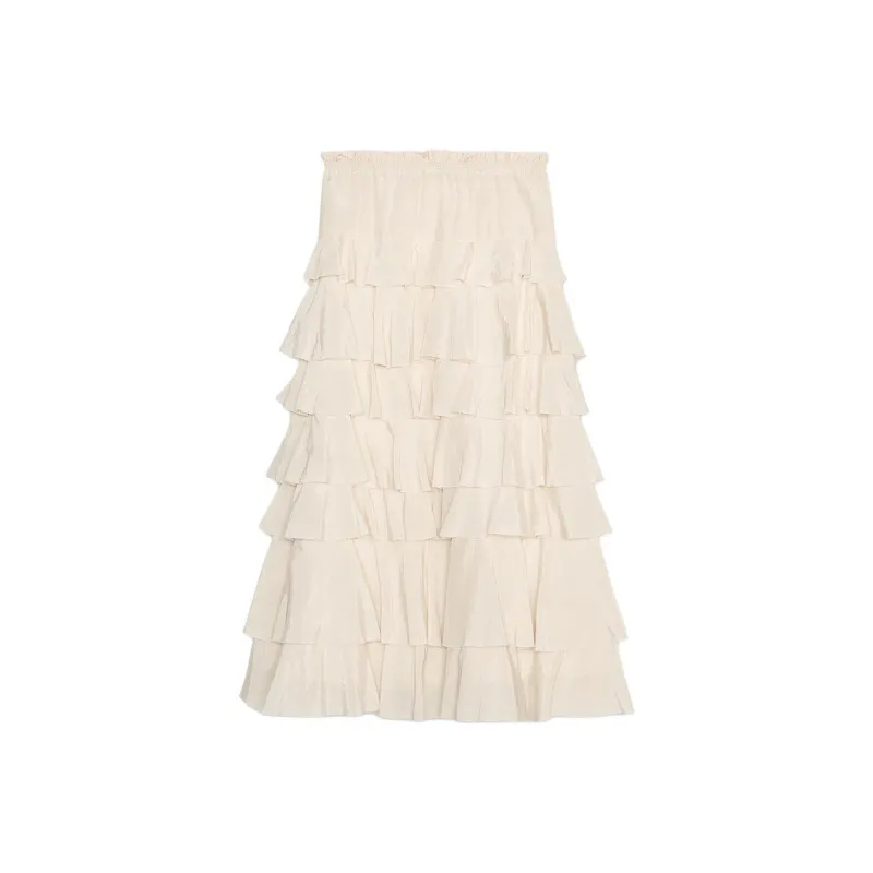ZARA ZW Series Casual Long Skirt Women's Beige-1