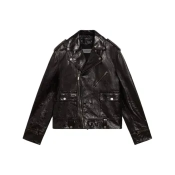 Golden Goose Off Center Zipped Leather Jacket