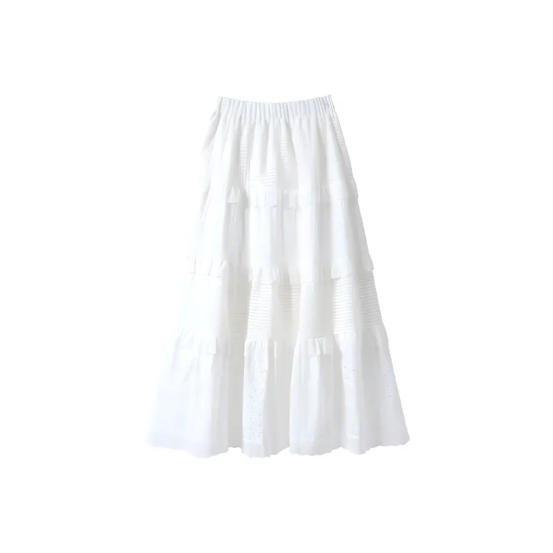 ERIRI Casual Long Skirt Women's White-1