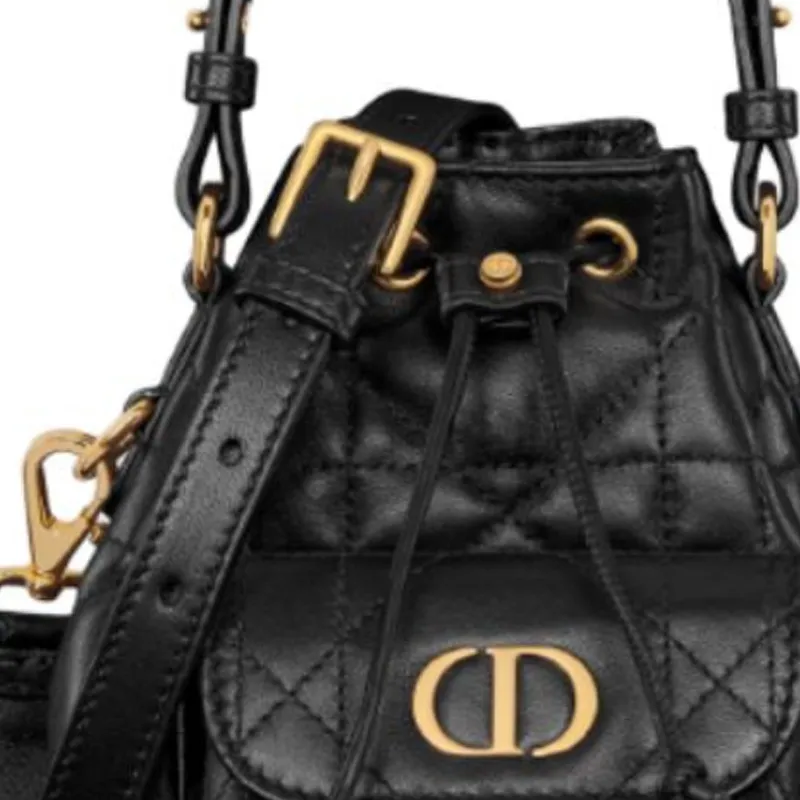 DIOR Caro Sheepskin Shoulder Bag, Crossbody Bag, Handbag Mini Women's Black-5