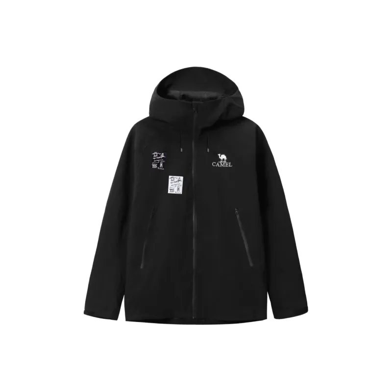 CAMEL All weather Waterproof And Windproof To Keep Warm Windbreaker Jacket Unisex Black-0