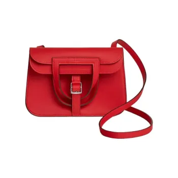 HERMES Halzan Swift Calfskin Shoulder Bag, Crossbody Bag, Handbag Mini Women's Heart Red
