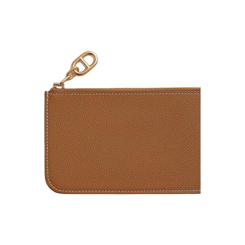 HERMES ZipengoChaine D'Ancre Evercolor Calfskin Card Holder Women's 37 Gold Brown-2