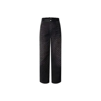 LOUIS VUITTON Flocked Damier Denim Wide Leg Pants