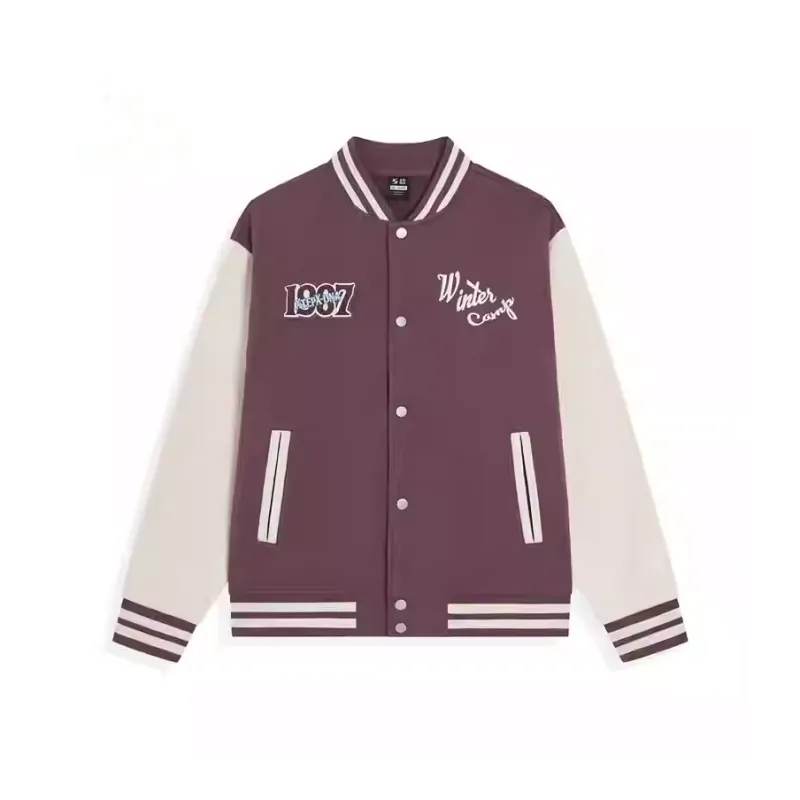 XTEP Sports Life Collection Baseball Jacket Men's Bauhinia Red/Cotton White-0