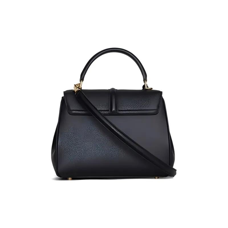 CELINE 16 Cow Leather Handbag Small Size Women's Black-2
