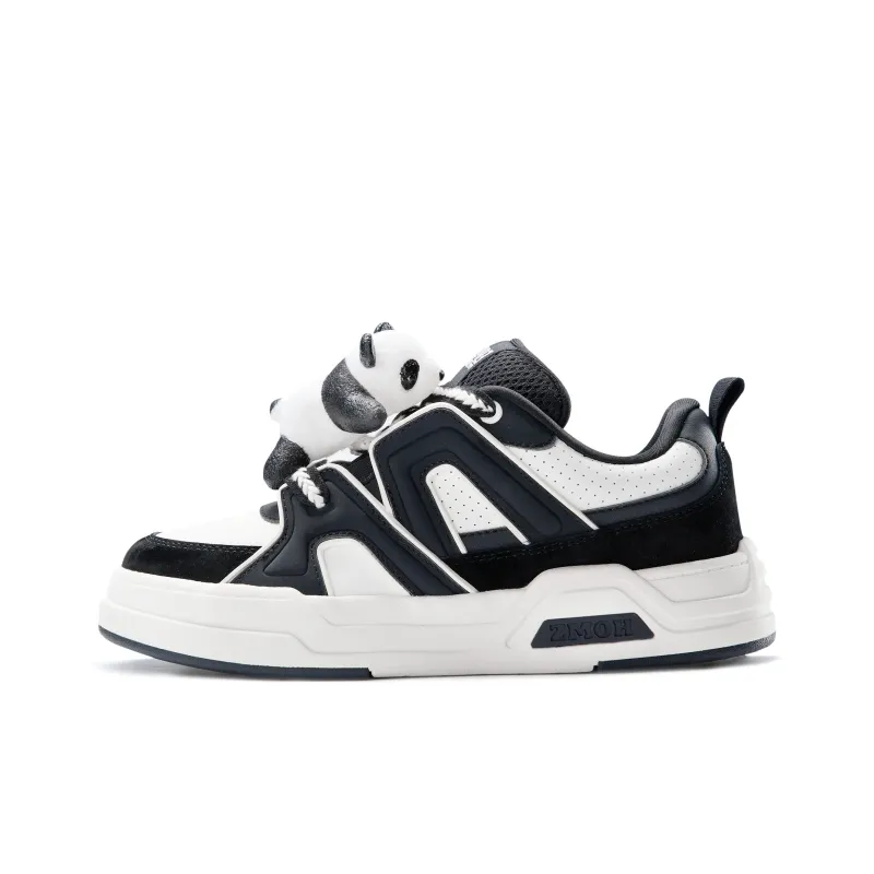 ZMOH Low Top Skateboard Shoes Unisex Black White-0