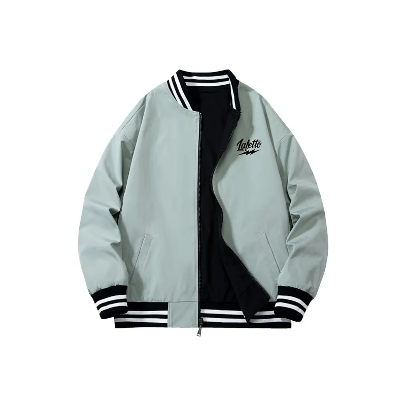 Lafetto Baseball Jacket Coat Unisex Khaki/Black-4