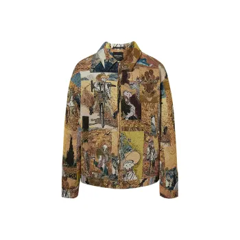 EPTISON Puffer Jackets Unisex Van Gogh Oil Paintings Yellow