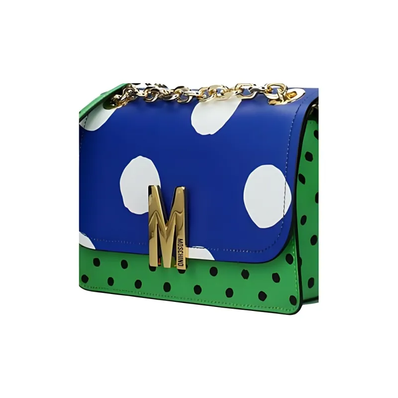 MOSCHINO Leather Crossbody Bag, Shoulder Bag Women's Green-4